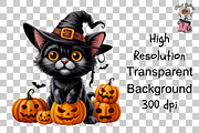 Halloween Cat with Witch Hat PNG, a Graphic by Clipart Bloom (Thumbnail 11 of 11)