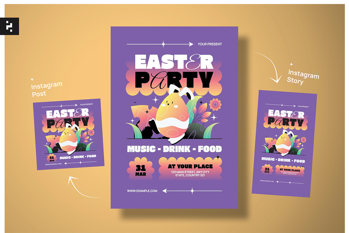 Creative Purple Easter Party Flyer, a Flyer Template by Neermana (Photo 1 of 4)