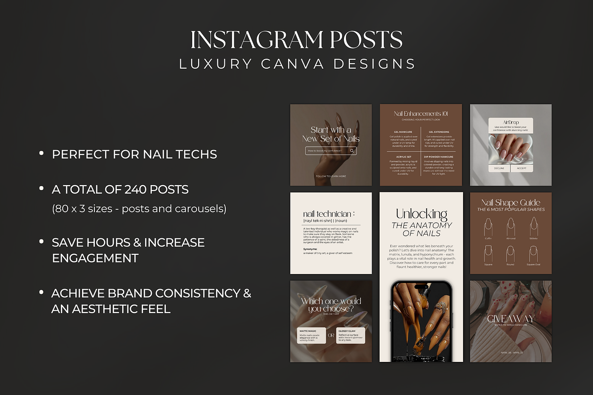 Nail Tech and Salon Instagram Posts, a Social Media Template by Gilla Templates (Photo 2 of 9)