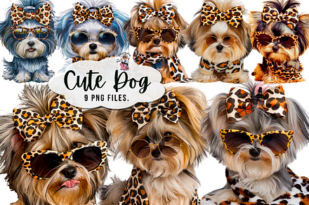 Cute Dog Clipart PNG Bundle, an Illustration by Sleepy Aster