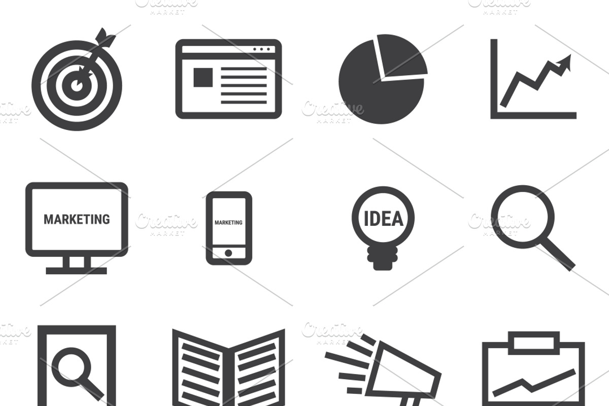 Marketing icons., an Outline Icon by jabkitticha