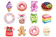 Watercolor Kawaii Candy Clipart, a Seasonal Illustration by CitraGraphics (Thumbnail 3 of 4)