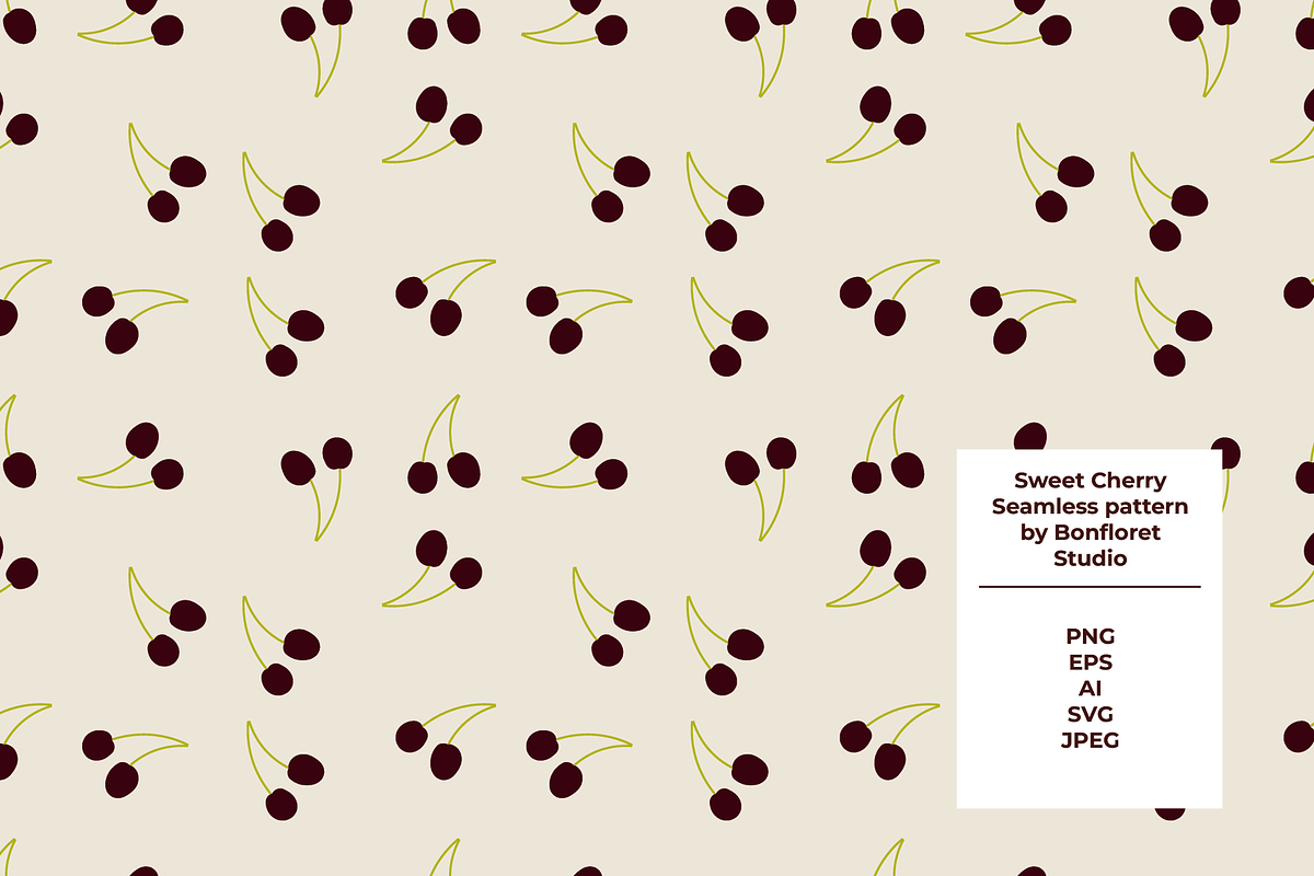 Sweet Cherry Seamless Pattern, a Pattern Graphic by Bonfloret Studio (Photo 1 of 3)