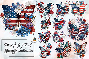 4th Of July Floral Butterfly