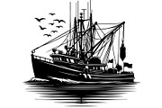 Black Fishing Boat Bundle, an Object Graphic by jahid234 (Thumbnail 8 of 13)