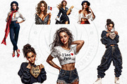 French girls clipart Set, a Person Illustration by ThatsDesignArt (Thumbnail 5 of 10)
