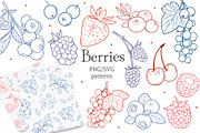 Berry Clipart SVG PNG,Fruit Patterns, a Food Illustration by ArtGiftsStudio (Thumbnail 1 of 5)