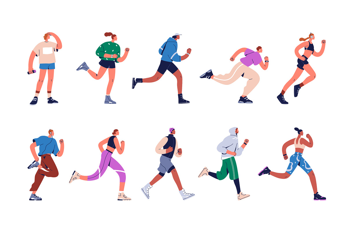 Sports people jogging, running set, a Sport Illustration by Good Studio (Photo 6 of 6)