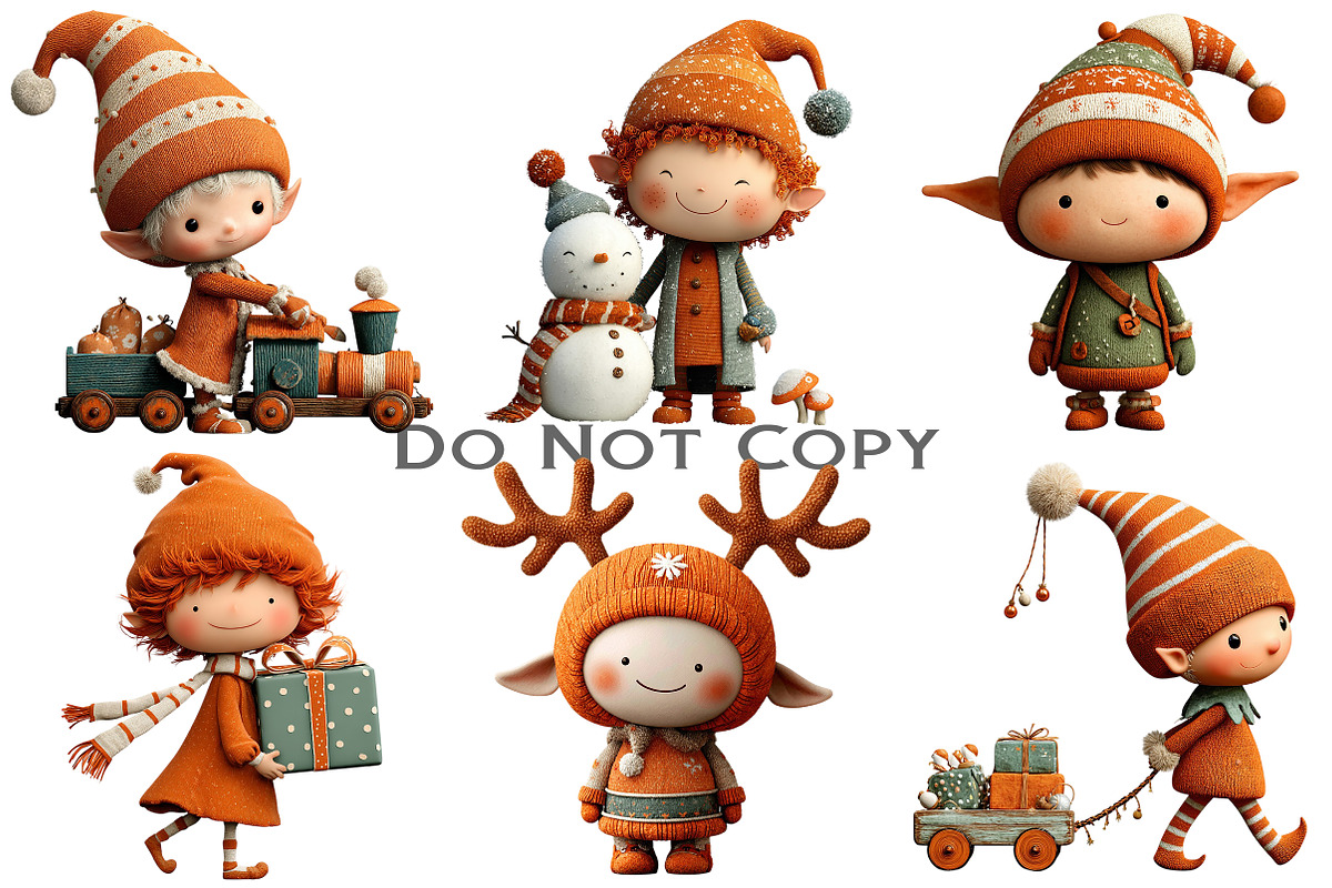 Whimsical Christmas Elf Clipart, an Illustration by Craft Nest (Photo 2 of 8)