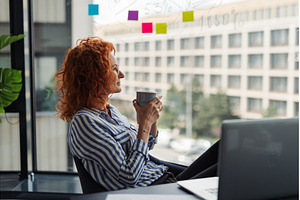 Side view of businesswoman resting, a Business Photo by HalfPoint