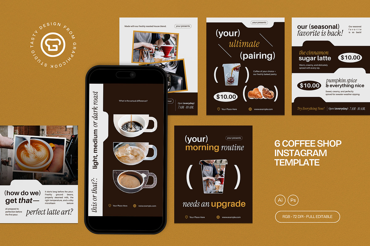 Coffee Shop Instagram Template, a Social Media Template by graphicook (Photo 1 of 3)