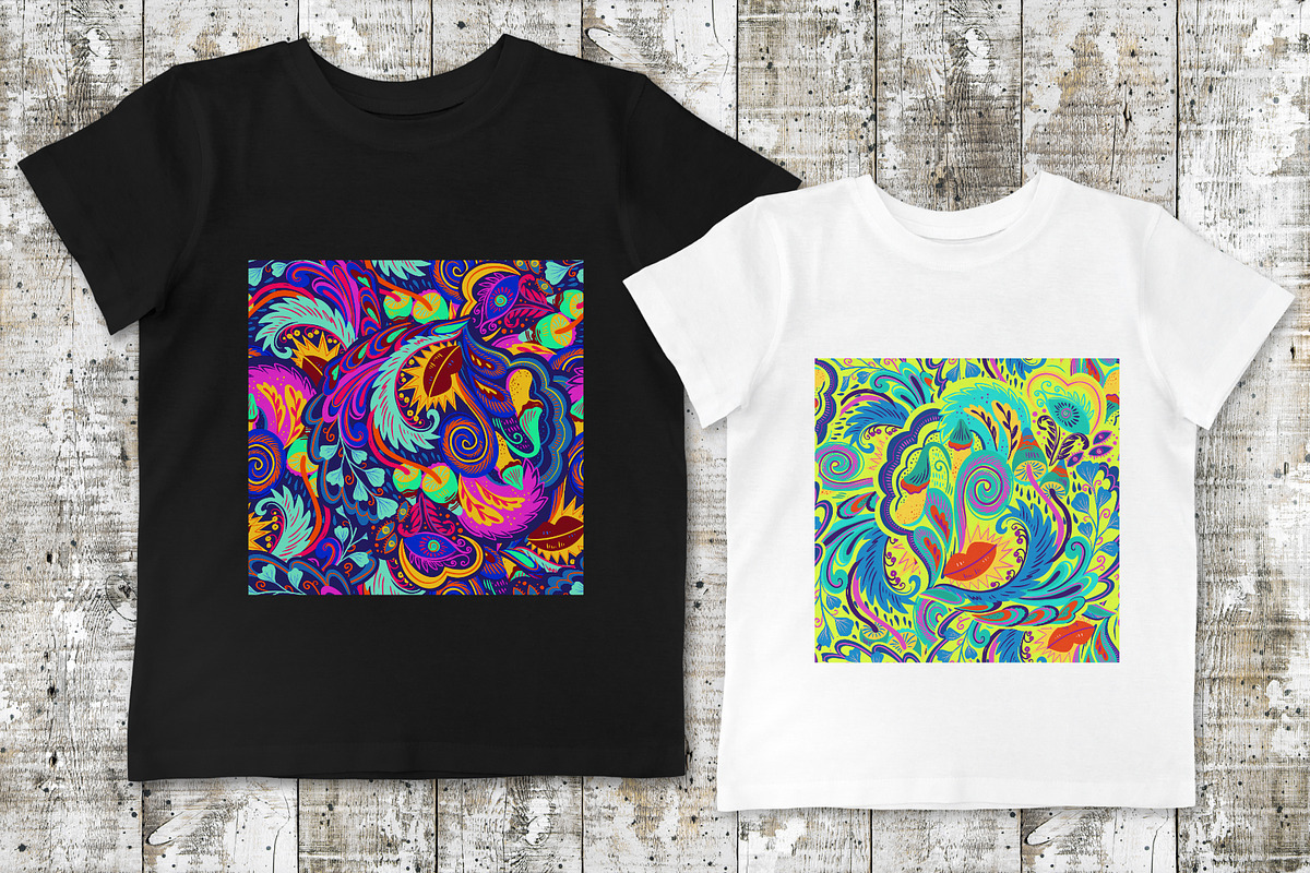 Psychedelic vector bright patterns, a Pattern Graphic by Robusta