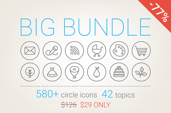 77 Off Circle Icons Big Bundle