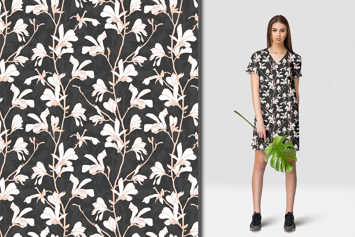 Magnolia flowers blooming set, a Pattern Graphic by Krolja (Photo 7 of 9)