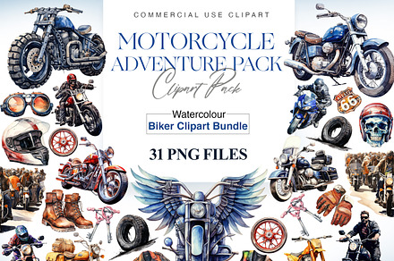 Watercolor Motorcycle, Motorbike Set, a Transportation Illustration by BrushstrokeArtGB