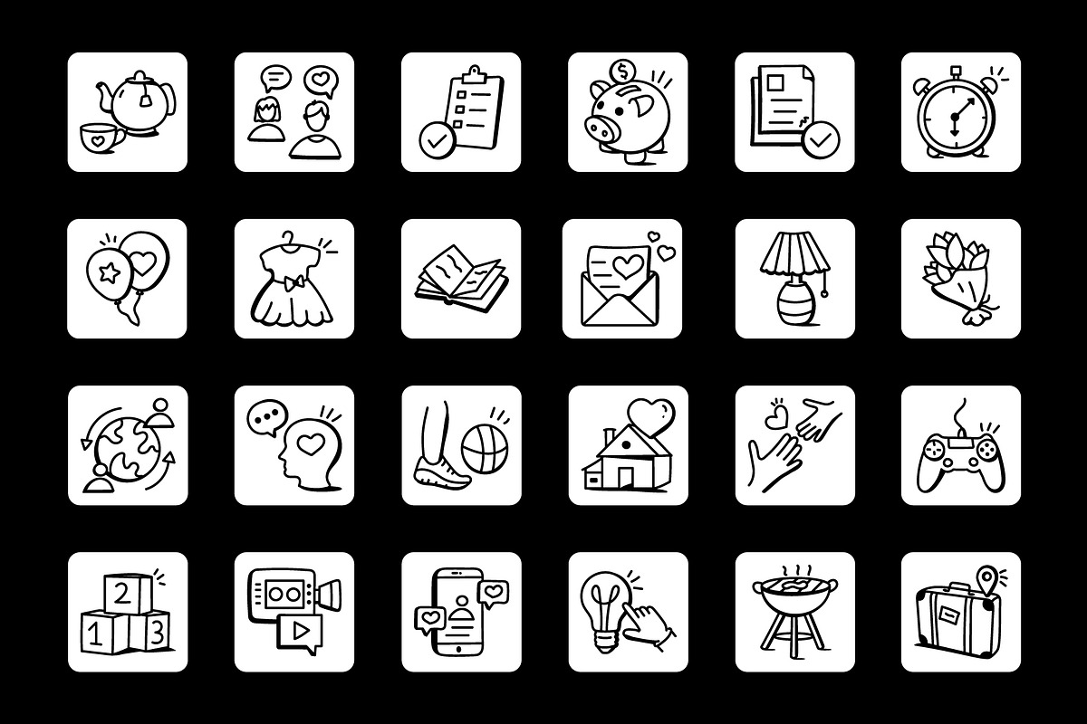 120 Hand Drawn Family Life Icons, an Outline Icon by Brickclay (Photo 6 of 6)