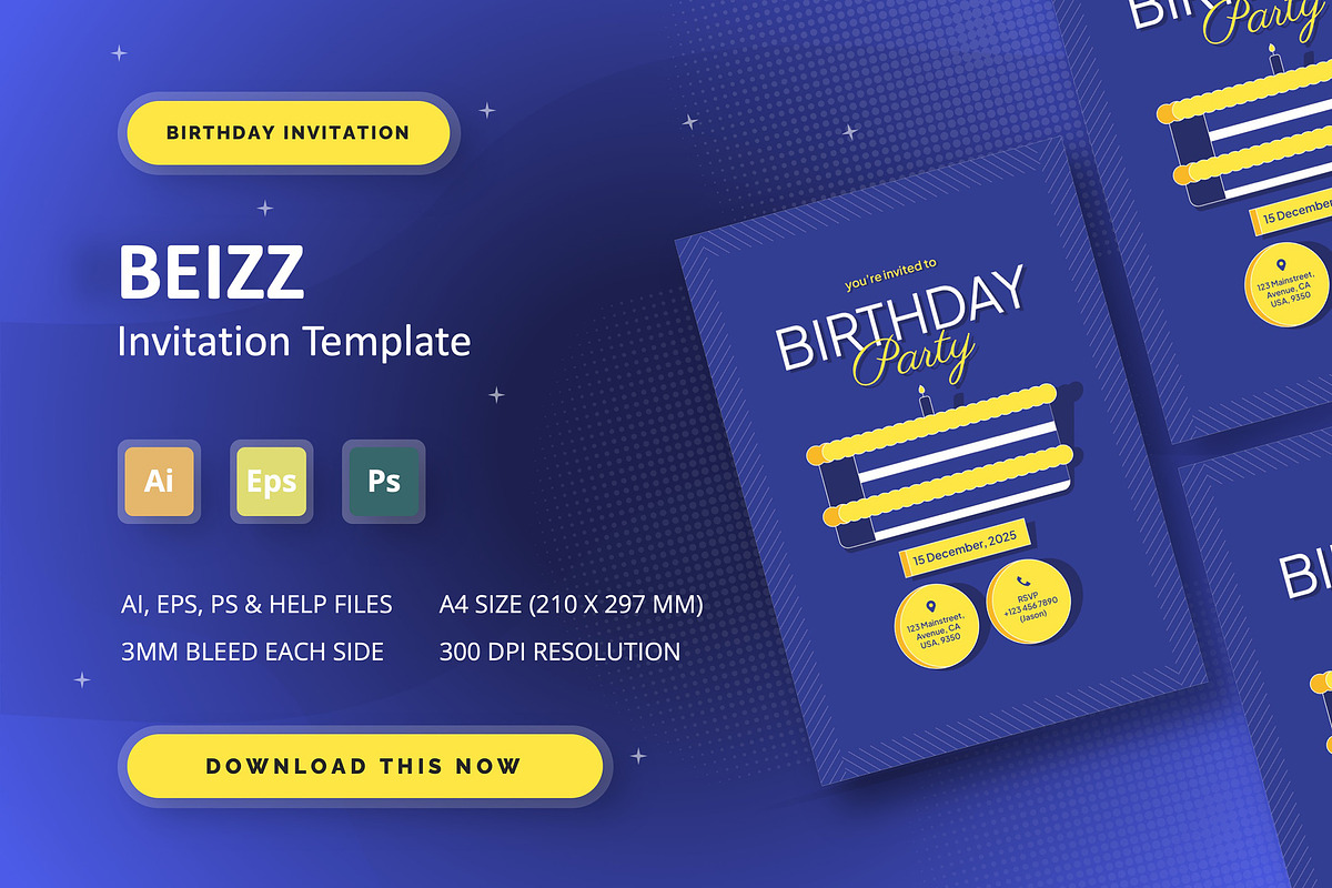 Beizz - Birthday Invitation, an Invitation Template by StreaksideStd