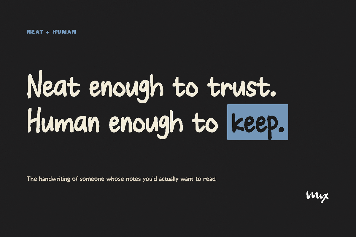 Mix Penny Press - Neat Handwriting, a Handwritten Font by Mix Fonts (Photo 10 of 10)
