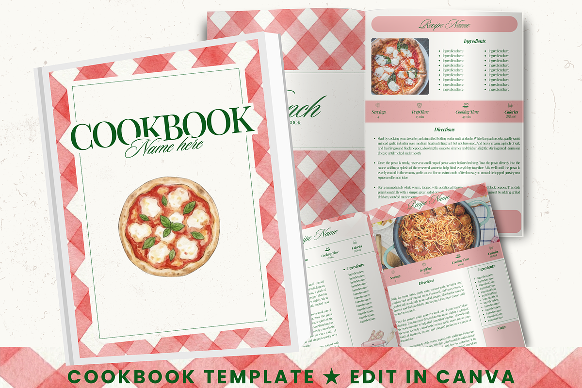 Printable family cookbook template, a Social Media Template by PixelBloomClub (Photo 1 of 8)