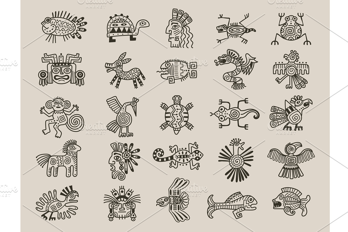 Aztec animals. Mexican tribals, a Background Graphic by Onyx