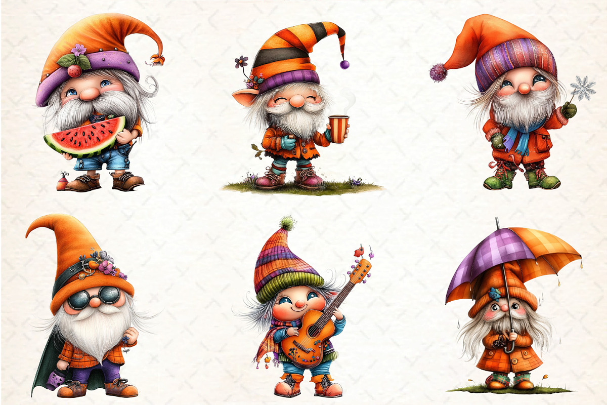Stylish Gnome Clipart, an Illustration by DreamCafeArt (Photo 4 of 8)
