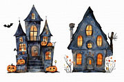 Watercolor Halloween House Clipart, an Illustration by Libby Wishes (Thumbnail 5 of 5)