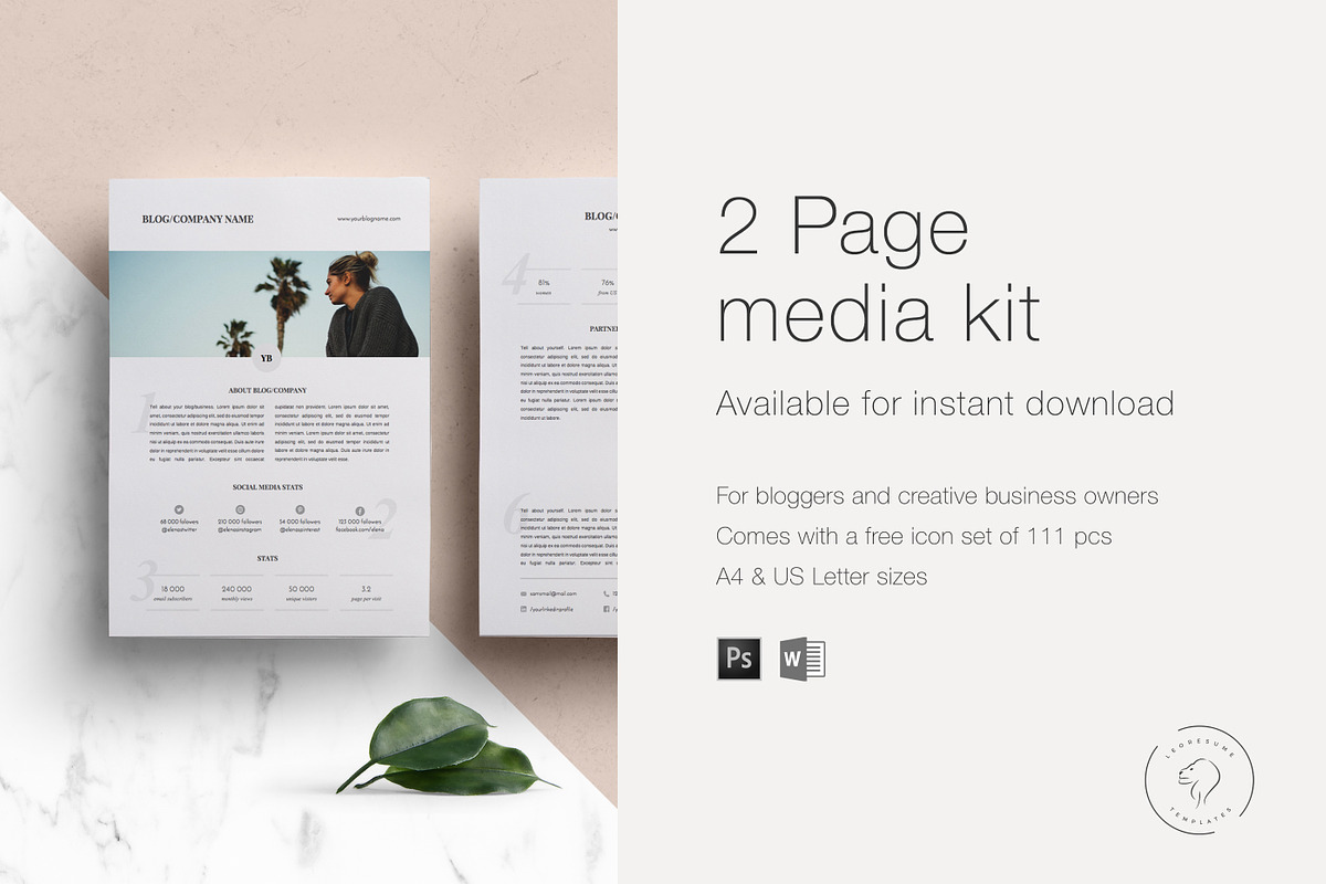 Media Kit Template - 2 Pages, a Marketing Template by Leo Resume (Photo 3 of 4)