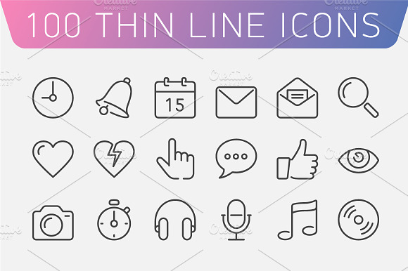 100 Thin Line Icons