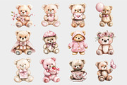 Watercolor Blush Teddy Bear Clipart, a Seasonal Illustration by Design Market (Thumbnail 5 of 5)