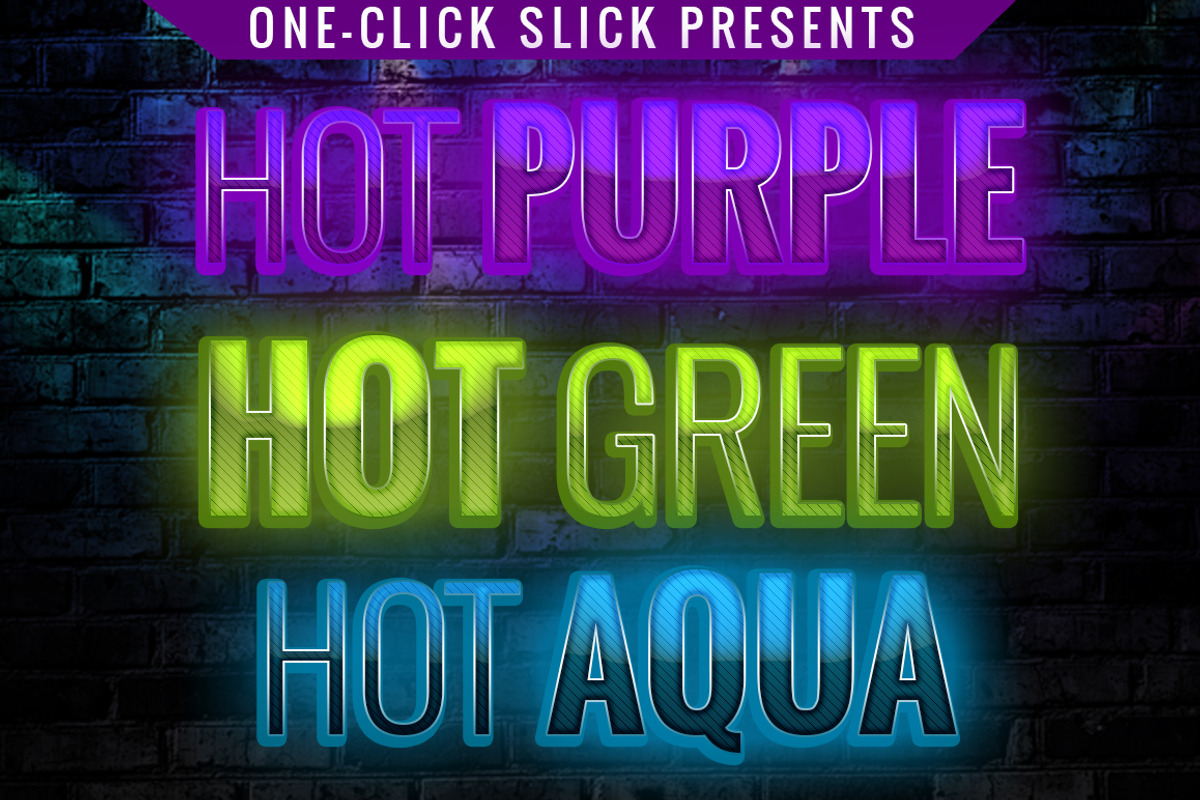 Glossy Rave Styles for Photoshop, a Layer Style Add-On by One-Click Slick (Photo 2 of 5)