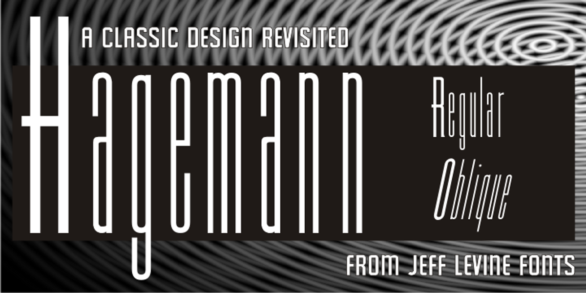 Hagemann JNL, a Font by Jeff Levine Fonts