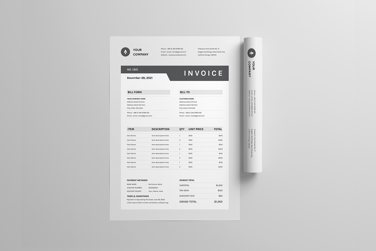 Invoice | MS Word & Indesign, a Stationery Template by Leaflove