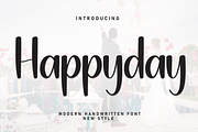 Happyday | Script Font, a Handwritten Font by Scratchones (Thumbnail 1 of 8)