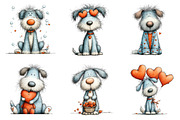 Cute Whimsical Valentine Fluffy Dogs, an Illustration by SinaCreation (Thumbnail 5 of 11)