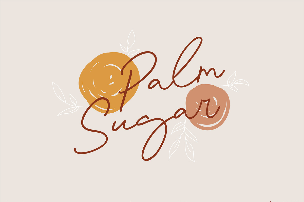 Palm Sugar Font + Doodles, a Script Font by etigletters (Photo 1 of 9)