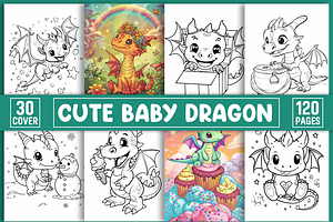 Cute Baby Dragon Coloring Pages, a Decorative Illustration by Design Station