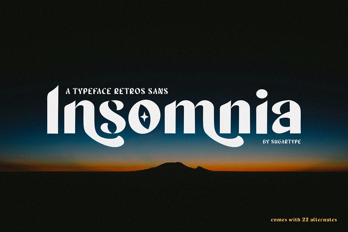 Insomnia | Retro Typeface Display, a Sans Serif Font by Fontlicious (Photo 1 of 12)