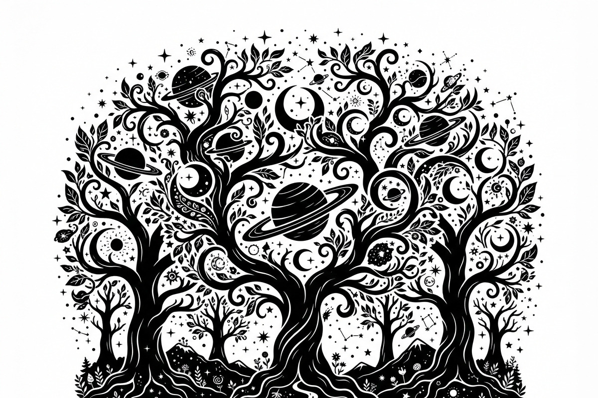 50 Mystical Galaxy Forest Silhouette, a Technology Illustration by Amazin_art (Photo 26 of 34)