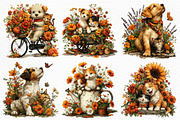 Whimsical Dog Cat Flower Clipart PNG, a Seasonal Illustration by Craft Nest (Thumbnail 3 of 12)