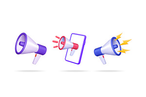 Various 3d megaphones for, an Object Illustration by Abscent