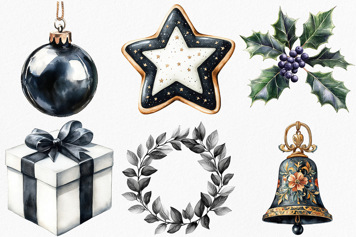 Black and White Holidays Clipart, an Illustration by Canvas Craft (Photo 3 of 7)