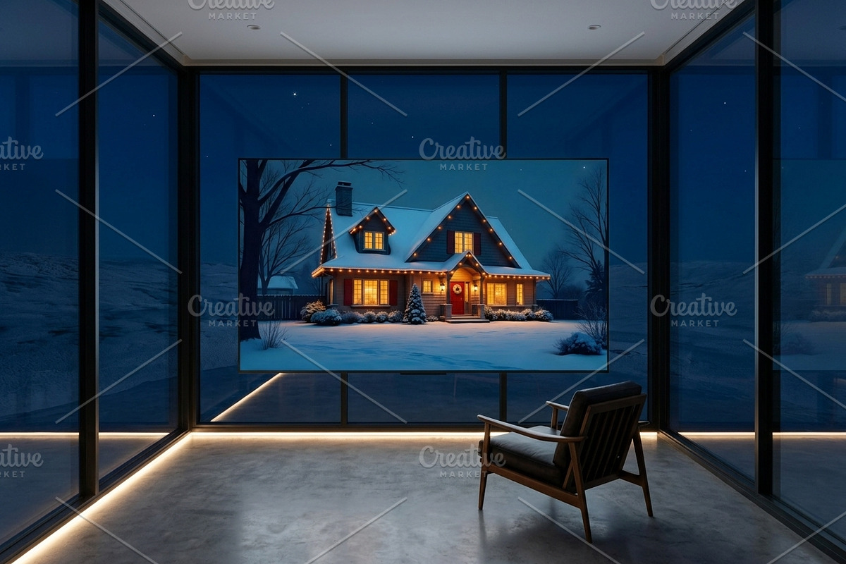 Cozy Winter House Night Background, a Holiday Photo by Aura Canyon HQ (Photo 3 of 7)