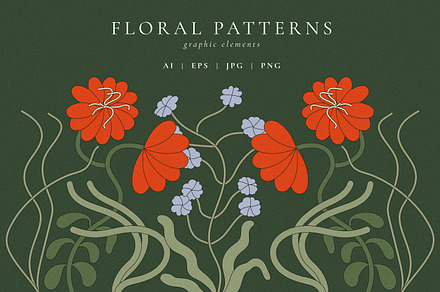 Floral patterns. Vibrant colors, a Pattern Graphic by oxygen_8
