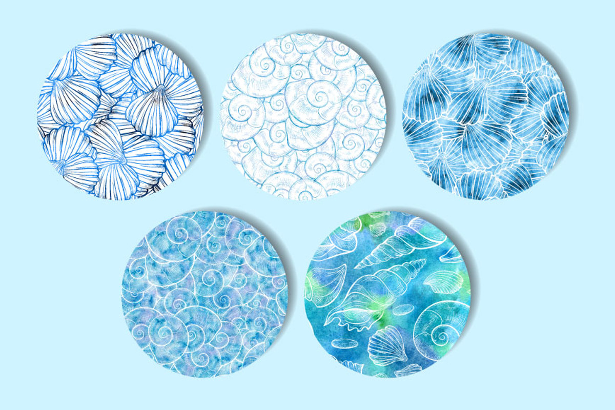 Sea shells seamless patterns set, a Pattern Graphic by Graphic Magic (Photo 2 of 3)