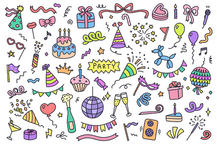 Hand drawn party decorations, an Object Illustration by winwin.art