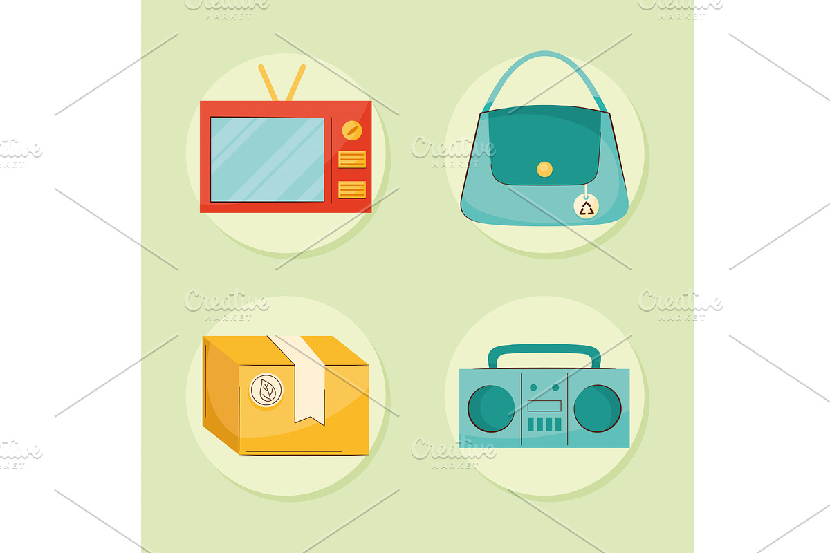four flea market icons, an Object Illustration by studiogstock