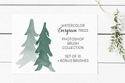Watercolor Evergreen Trees Brush Set, a Brush Add-On by Chelsea Bromley (Thumbnail 1 of 6)