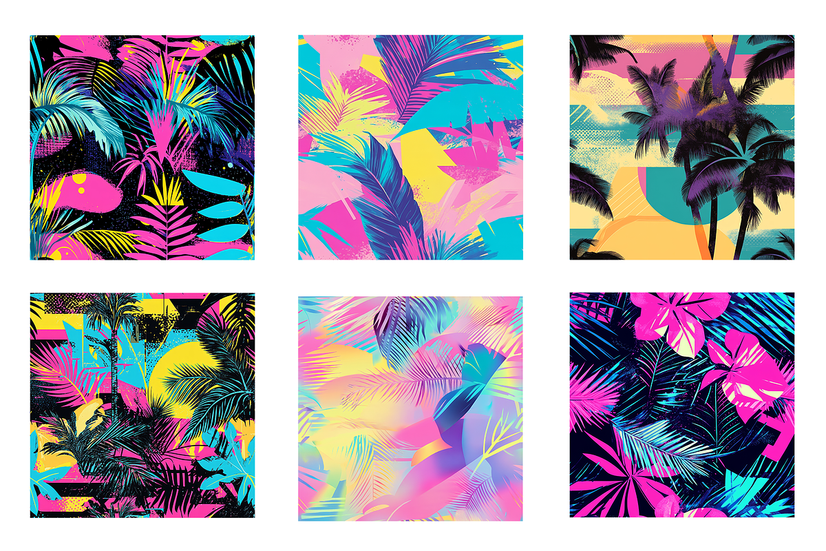 Tropical 80s Retrowave Digital Paper, a Pattern Graphic by Chromolume Studio (Photo 3 of 15)