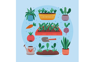 eleven urban gardening icons, an Illustration by studiogstock