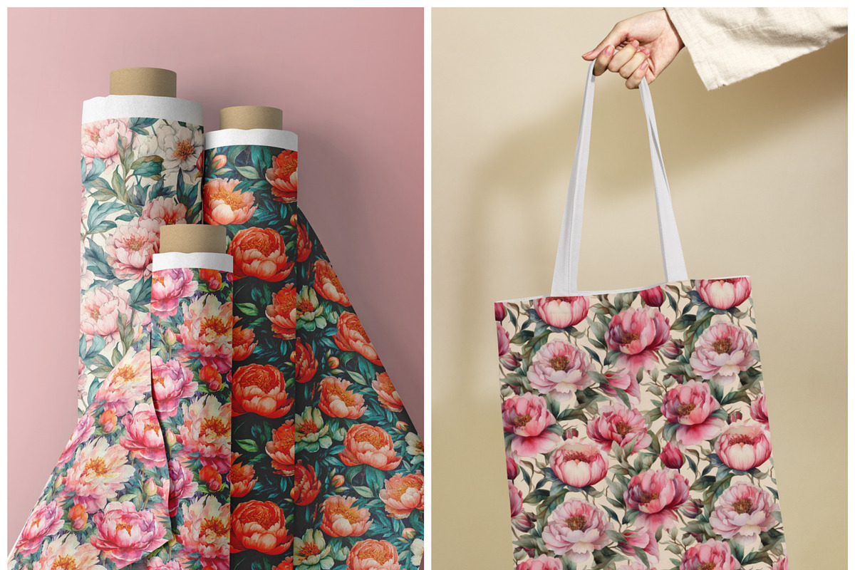 Peony Flowers Seamless Patterns, a Pattern Graphic by ArtIrisArt (Photo 5 of 12)